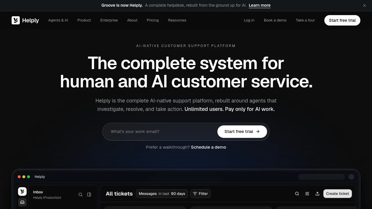 Screenshot of Groove website