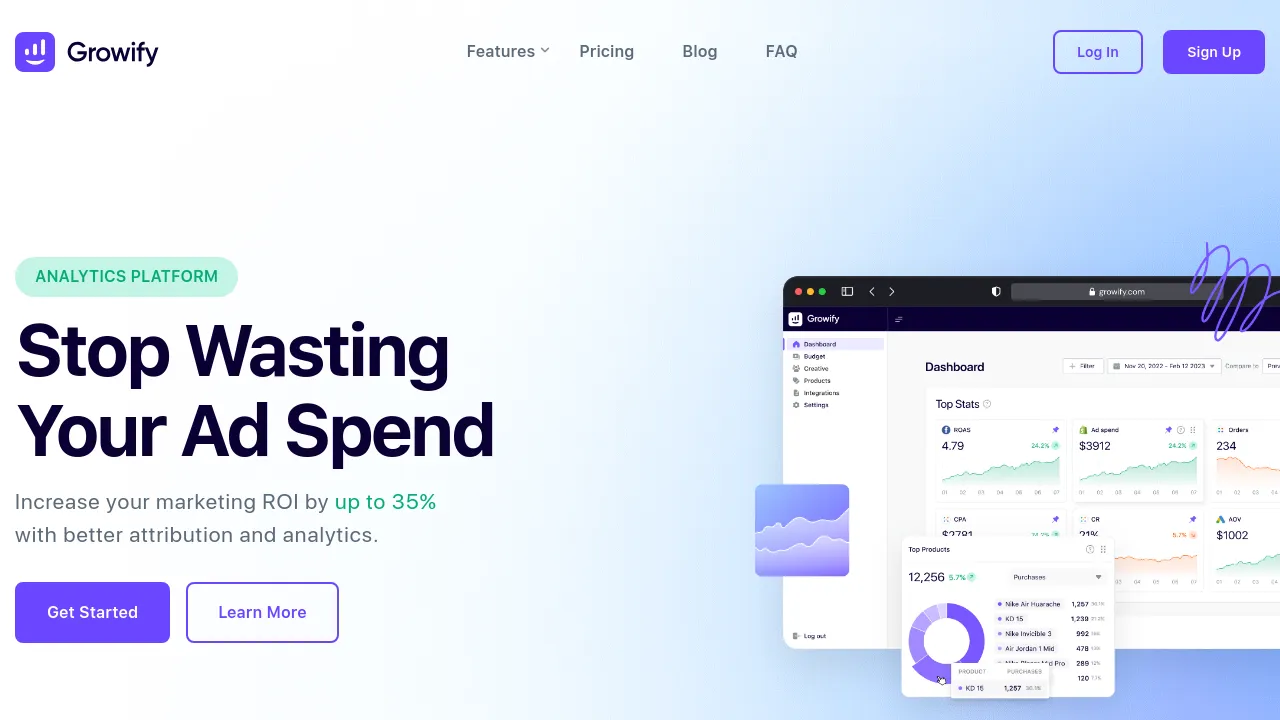 Screenshot of Growify website