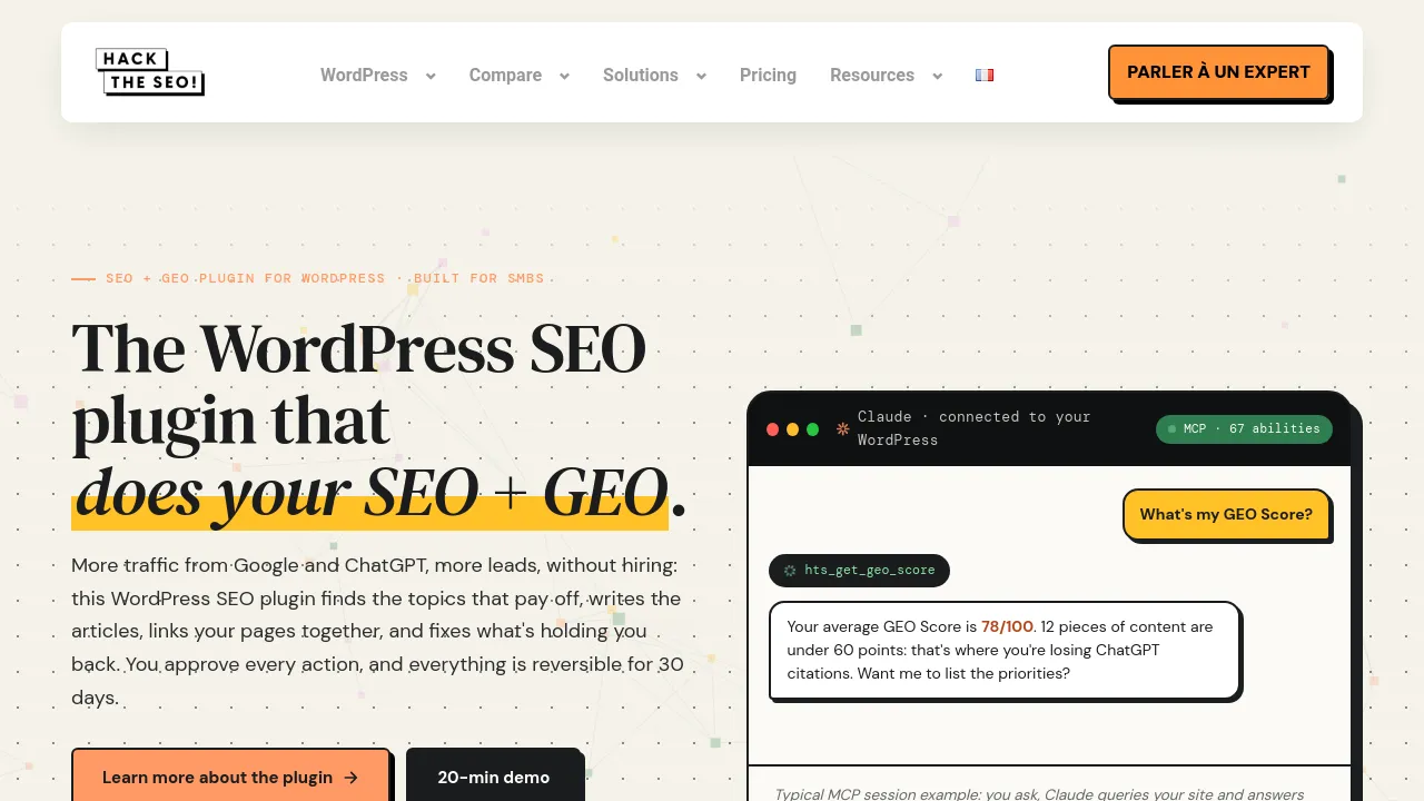 Screenshot of Hack the SEO website