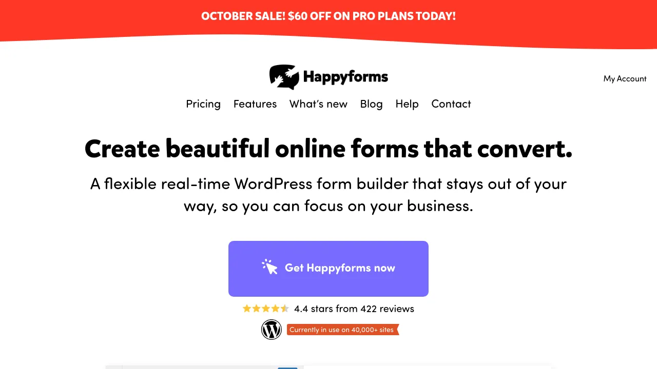 Screenshot of Happyforms website