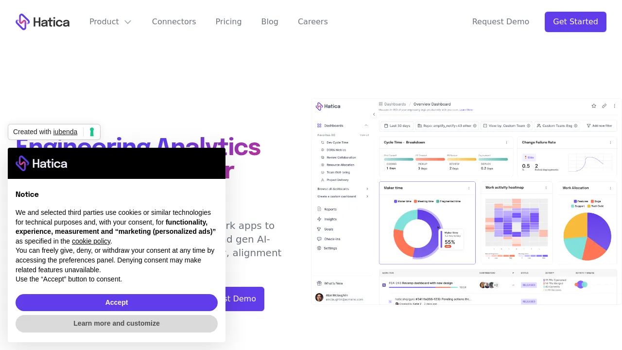 Screenshot of Hatica website