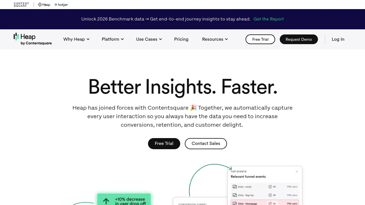 Screenshot of Heap website