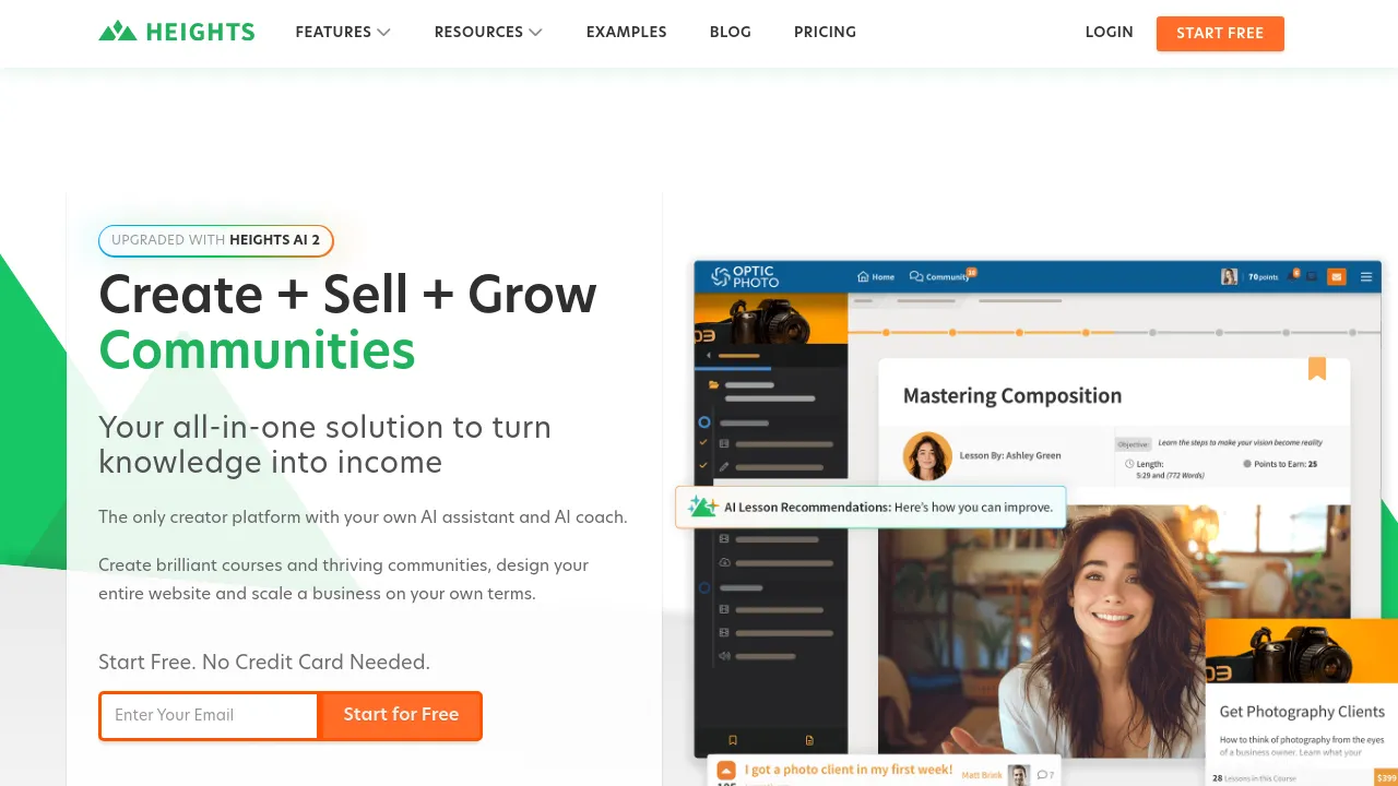 Screenshot of Heights Platform website
