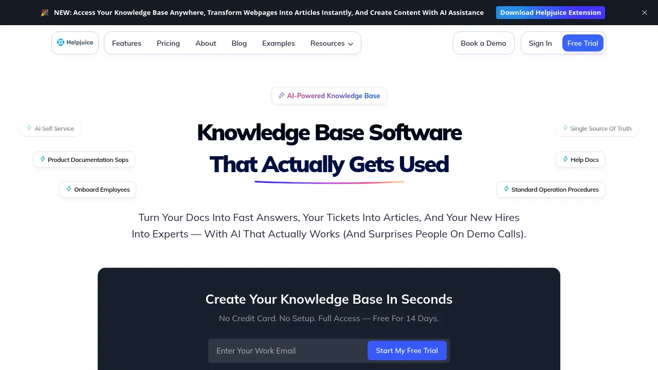 Screenshot of Helpjuice website