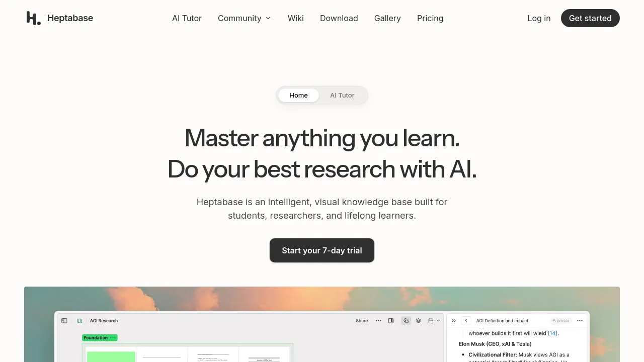 Screenshot of Heptabase website