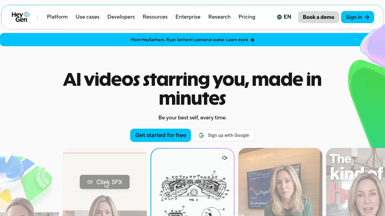 Screenshot of HeyGen website