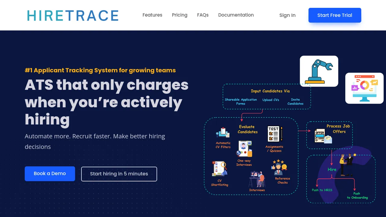 Screenshot of HireTrace website