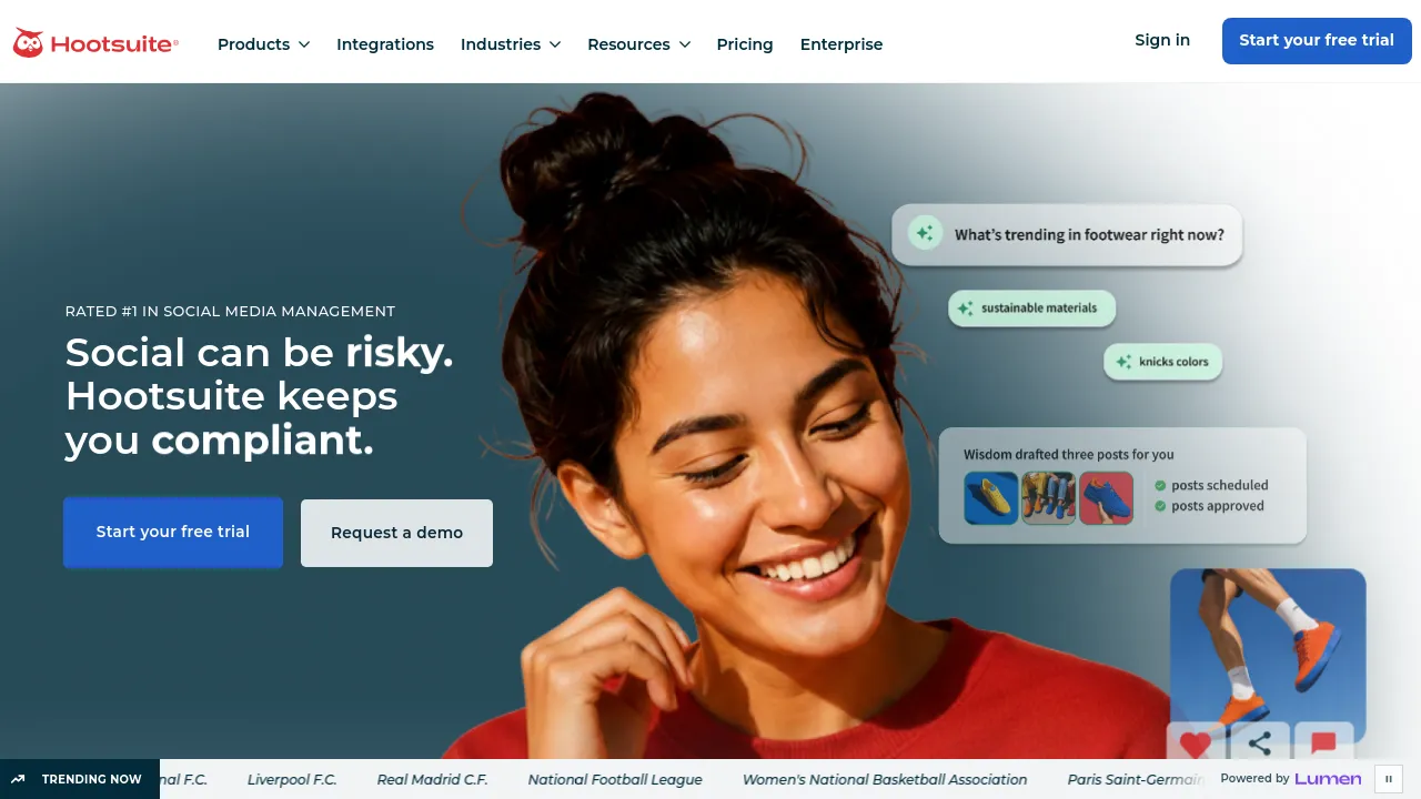 Screenshot of Hootsuite website