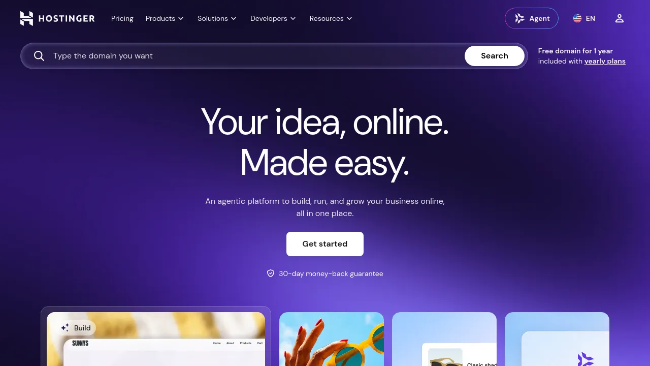 Screenshot of Hostinger website