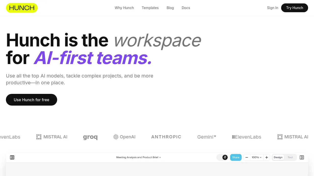 Screenshot of Hunch website