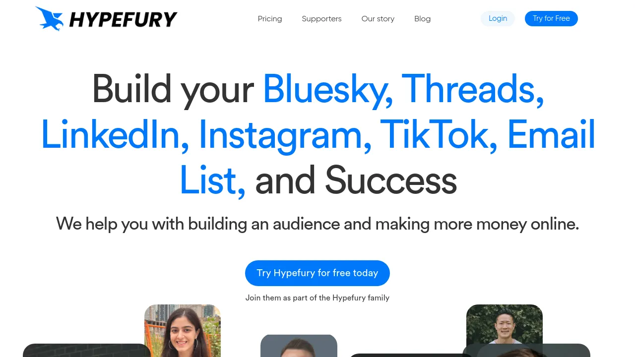 Screenshot of Hypefury website