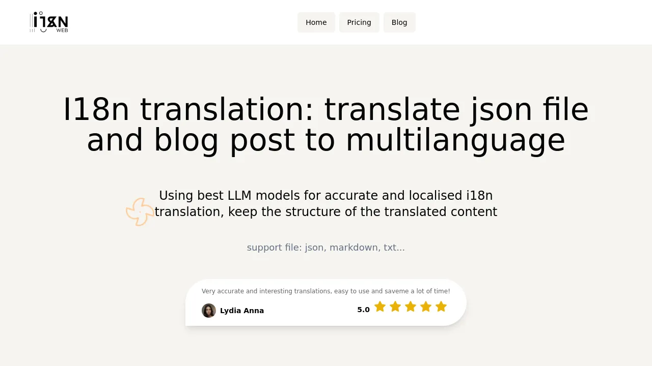 Screenshot of i18n translation website