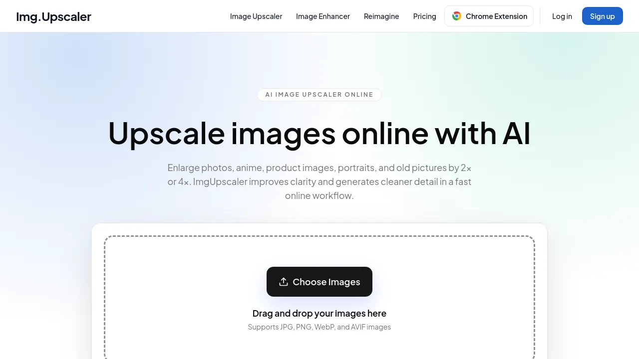 Screenshot of ImgUpscaler website