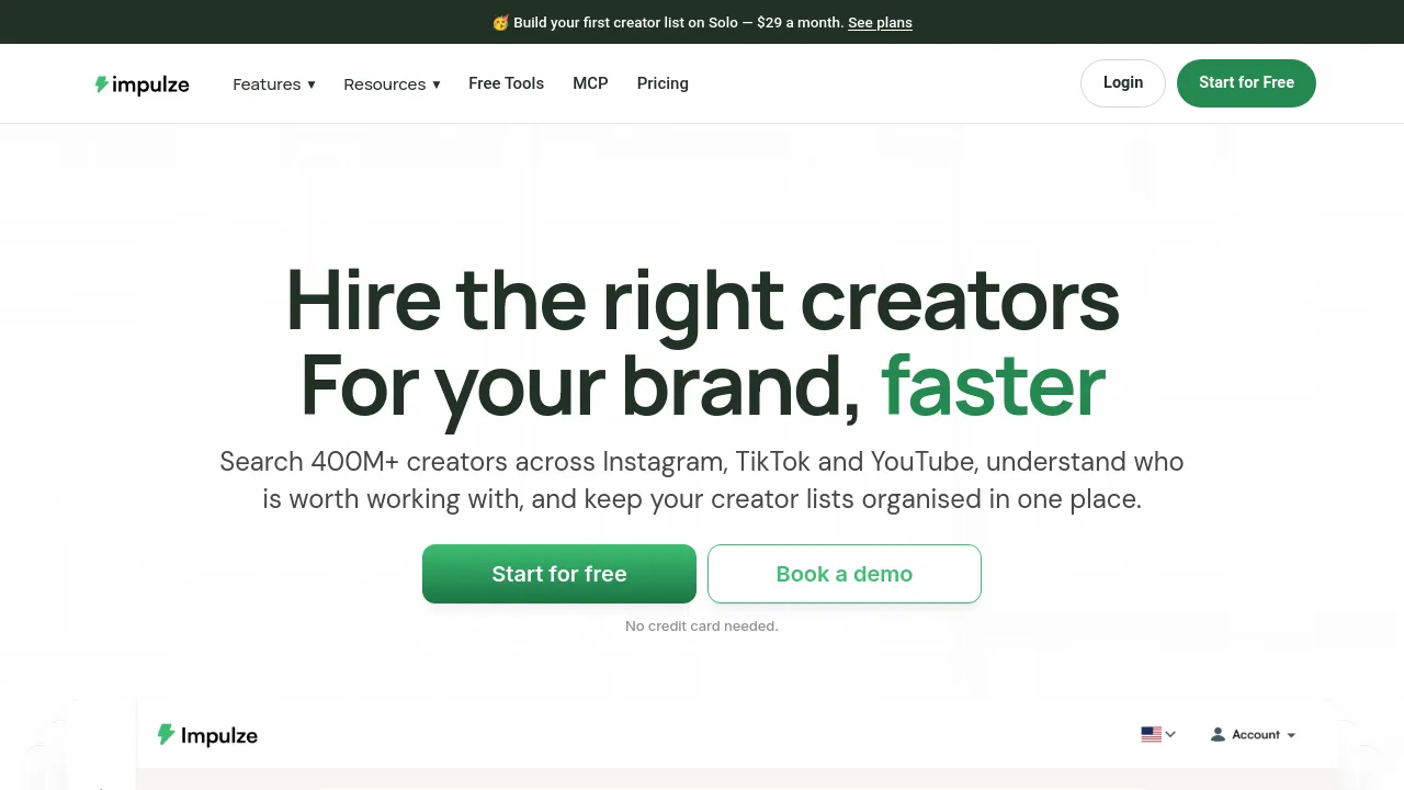 Screenshot of Impulze.ai website