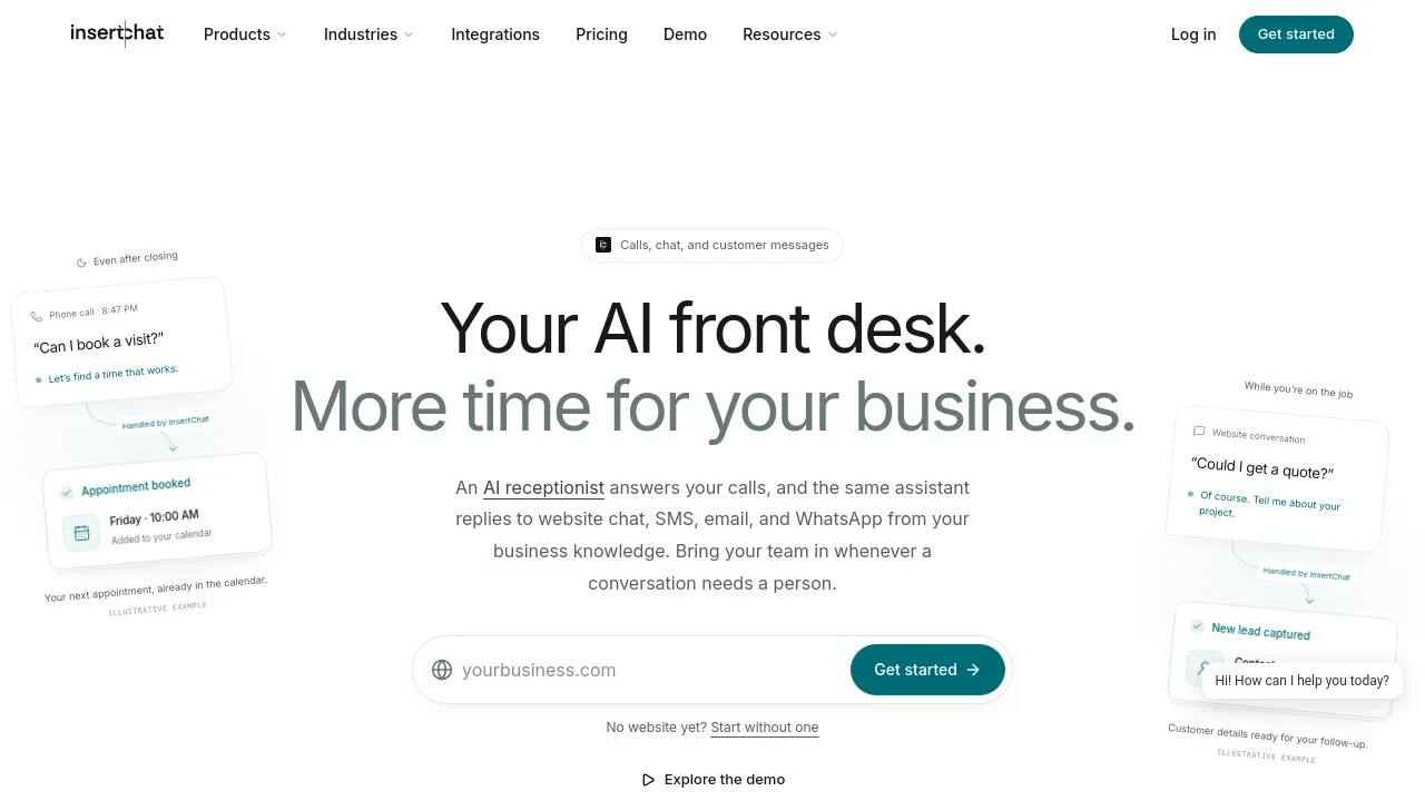 Screenshot of InsertChat website
