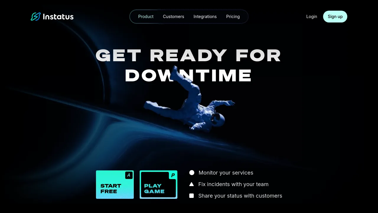 Screenshot of Instatus website