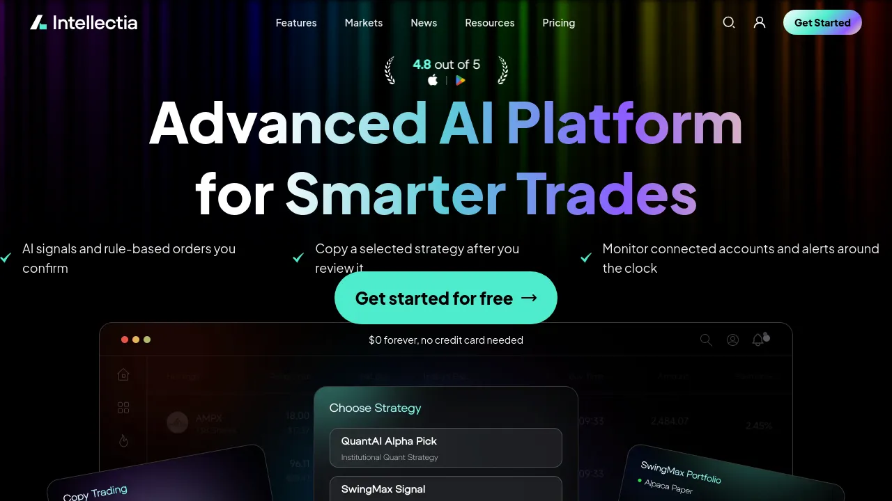 Screenshot of Intellectia website