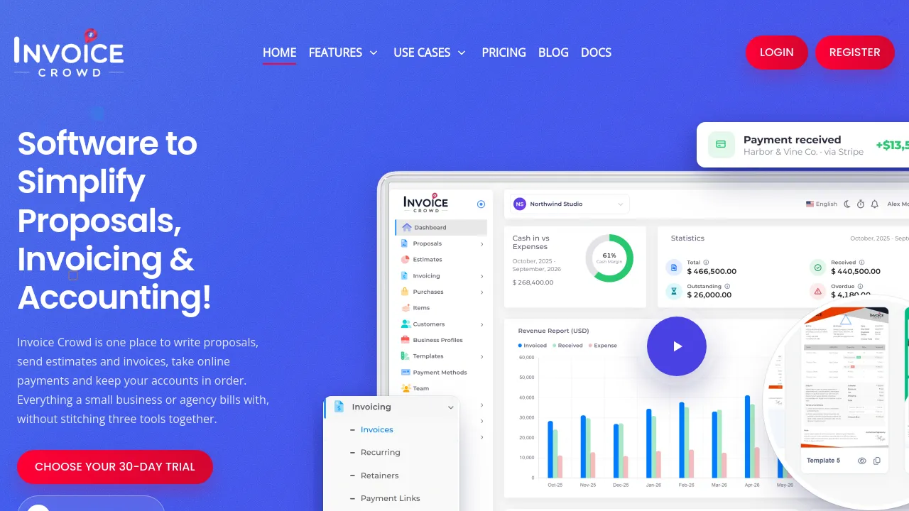 Screenshot of the Invoice Crowd website