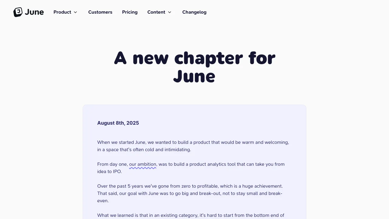 Screenshot of the June website