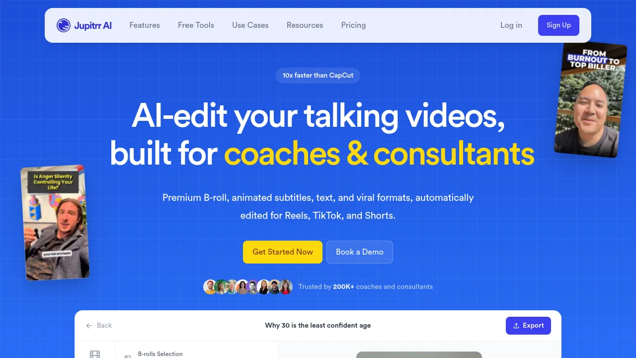 Screenshot of Jupitrr AI Video Maker website
