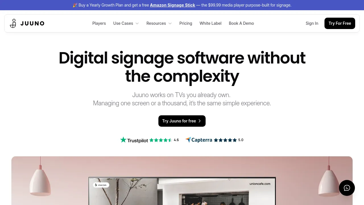Screenshot of the Juuno website