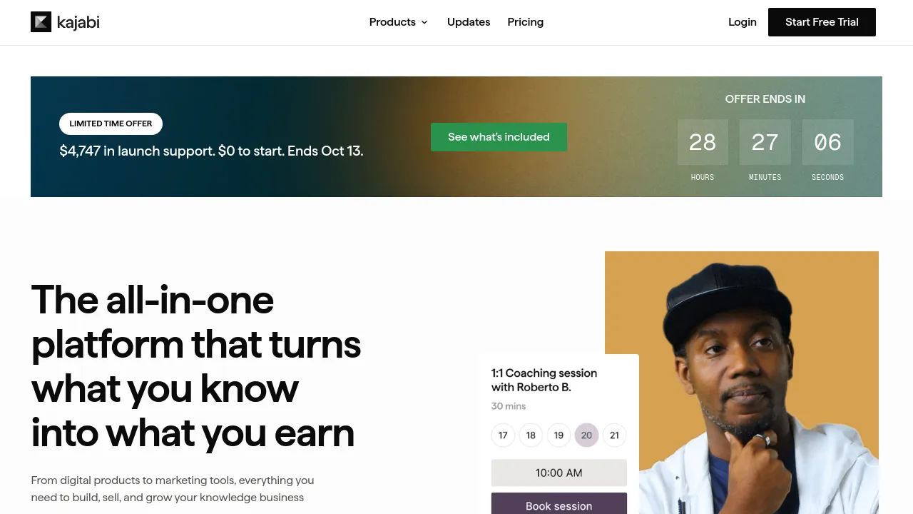 Screenshot of Kajabi website