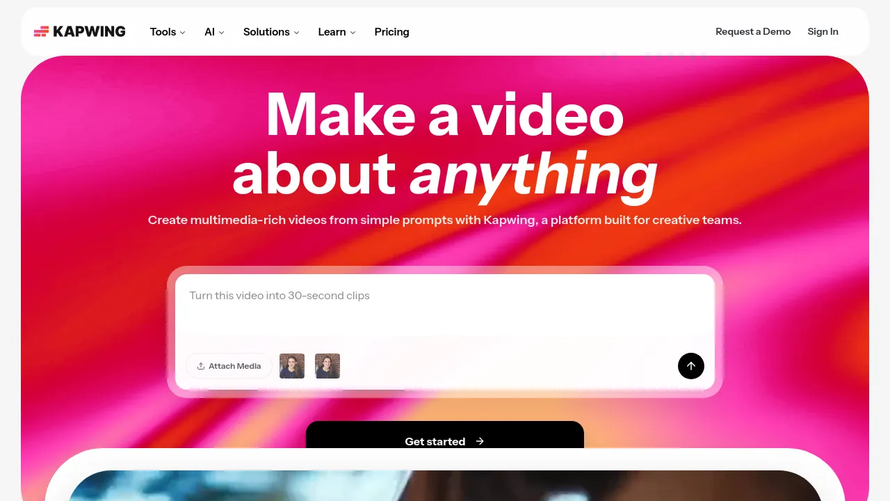 Screenshot of Kapwing website