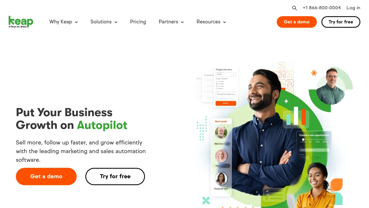 Screenshot of Keap website