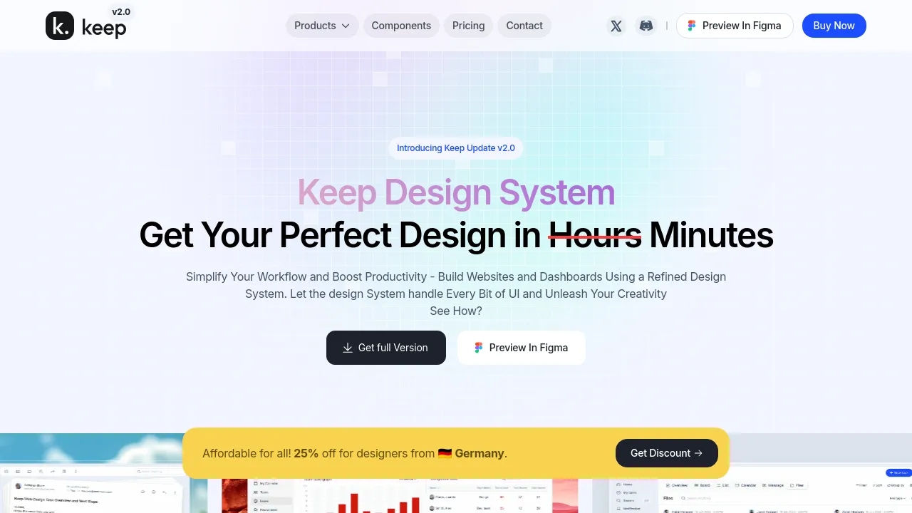 Screenshot of Keep Design System website