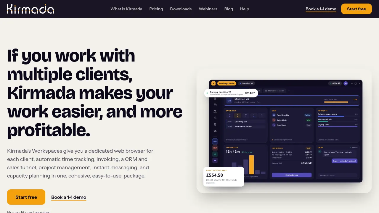 Screenshot of Kirmada website