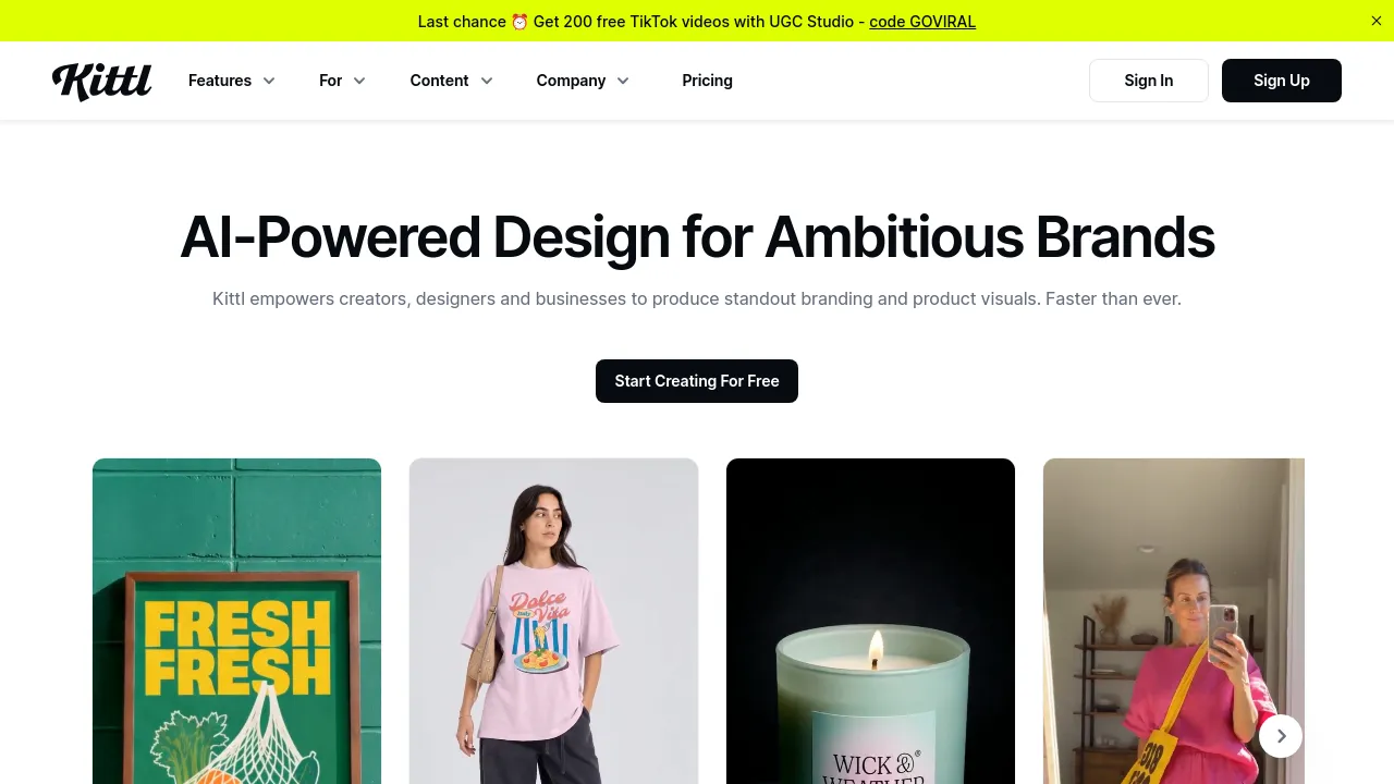 Screenshot of Kittl website