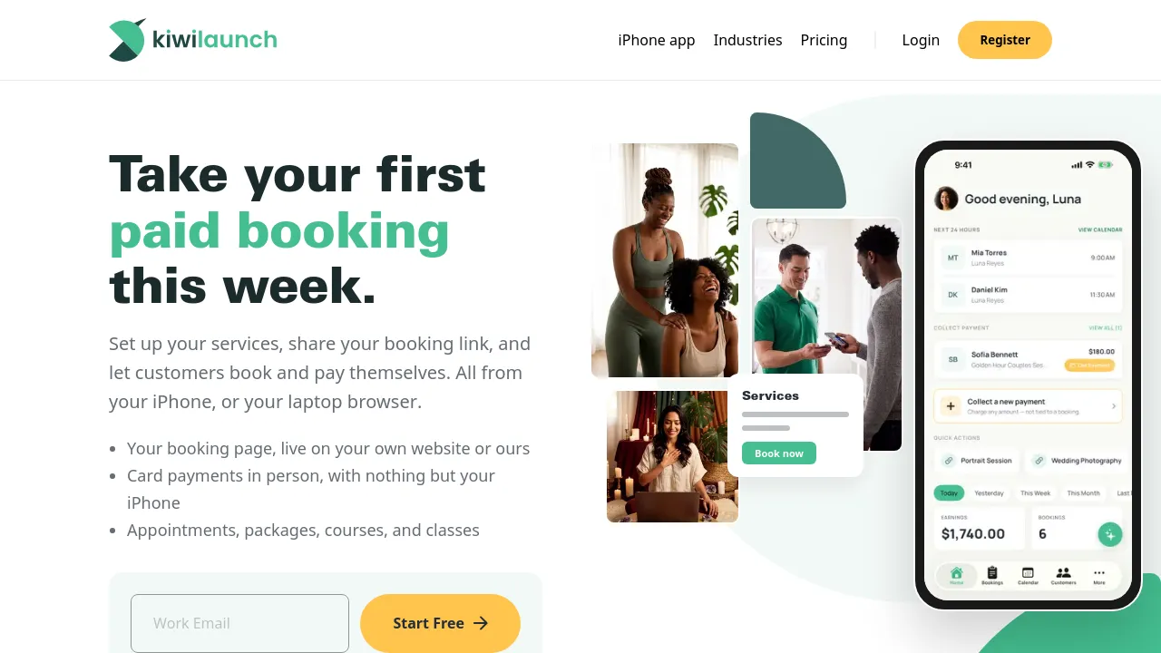 Screenshot of kiwilaunch website