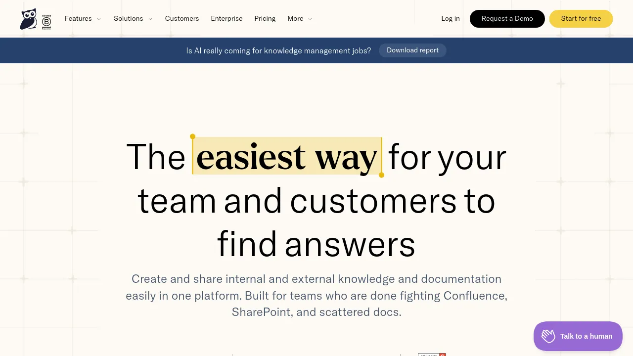 Screenshot of KnowledgeOwl website