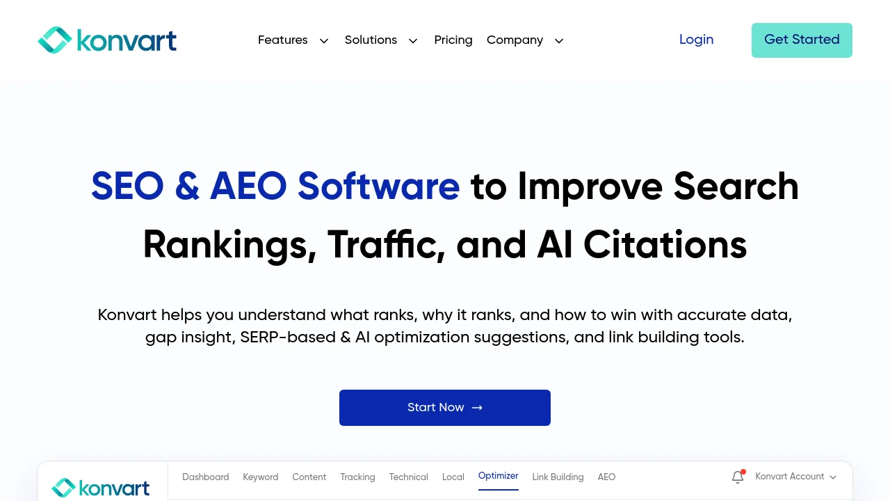 Screenshot of Konvart website
