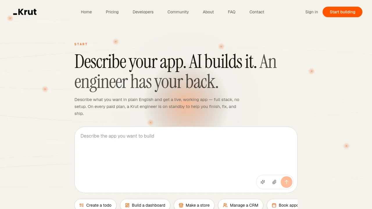 Screenshot of Krut AI website