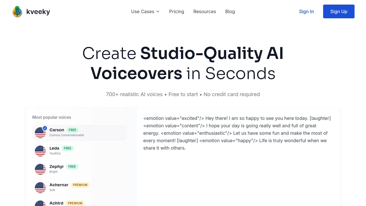 Screenshot of Kveeky website