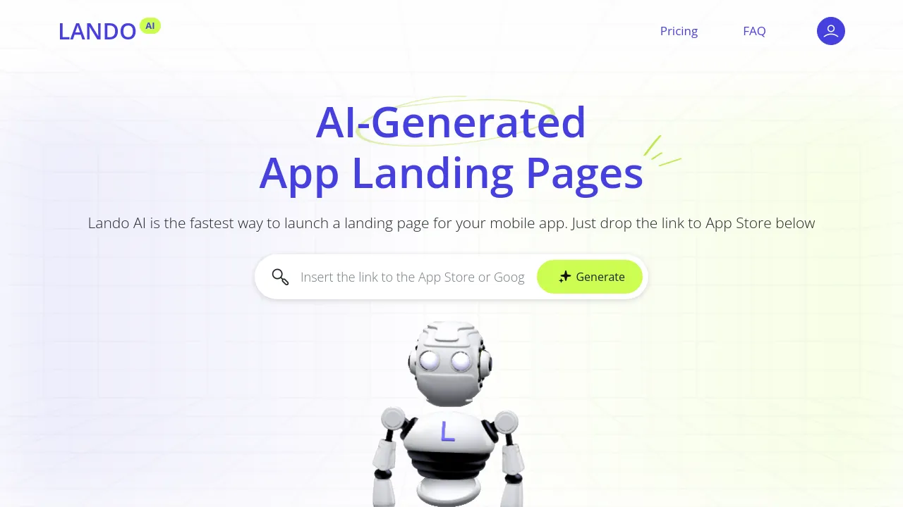 Screenshot of Lando AI website