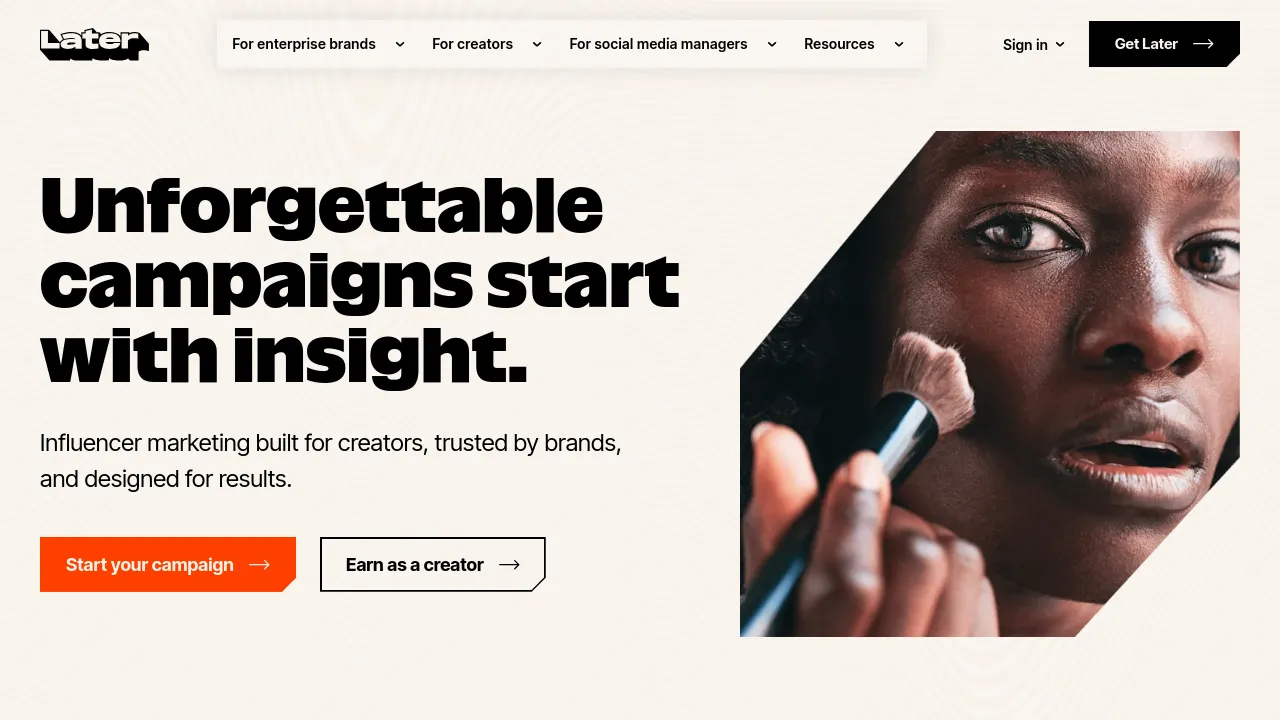 Screenshot of Later website