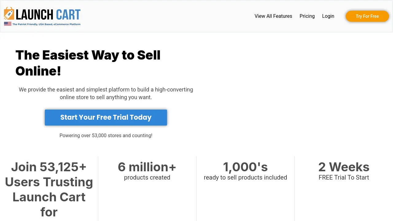 Screenshot of Launch Cart website
