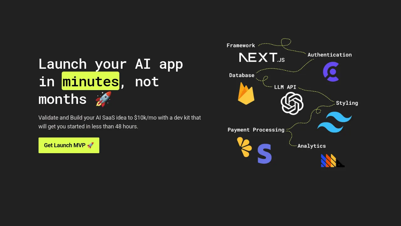 Screenshot of Launch MVP website