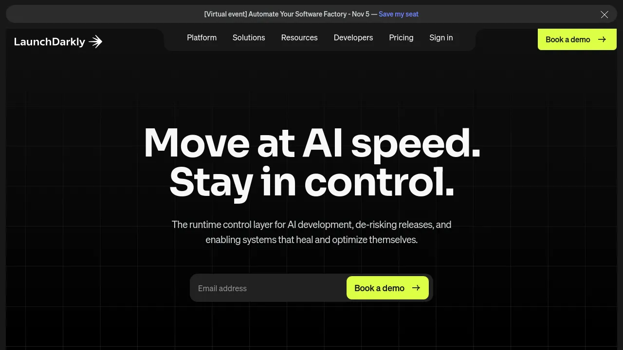 Screenshot of LaunchDarkly website