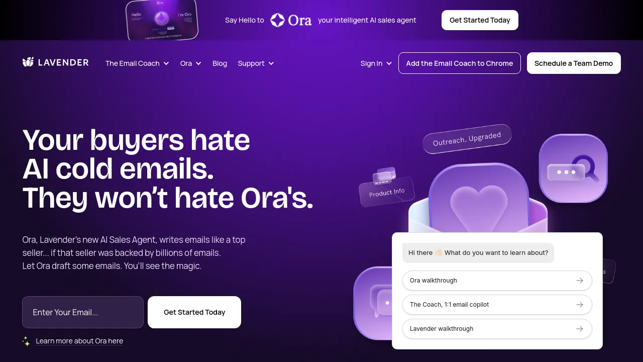 Screenshot of Lavender website