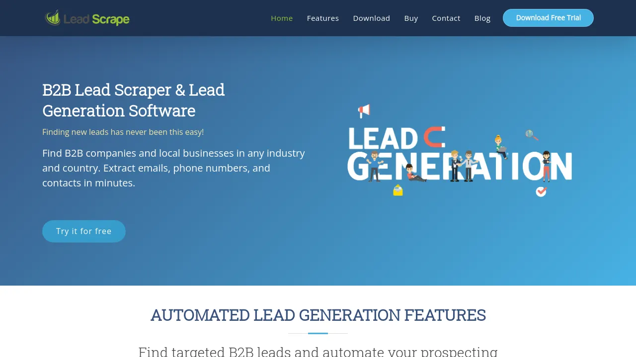 Screenshot of Lead Scrape website
