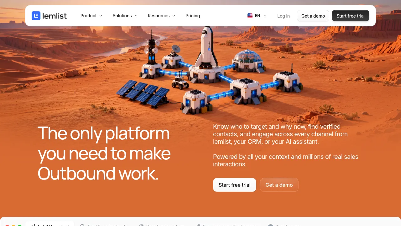Screenshot of Lemlist website