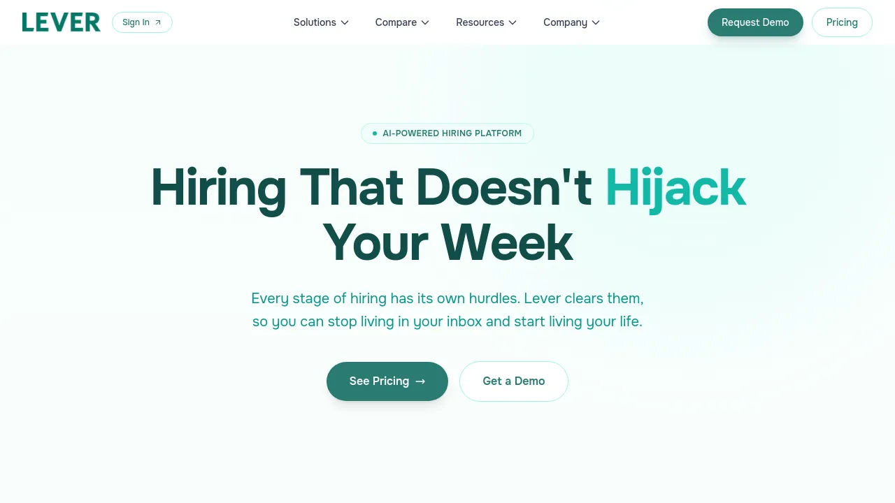 Screenshot of Lever website