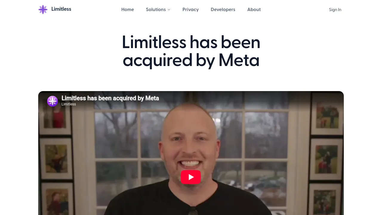 Screenshot of Limitless website