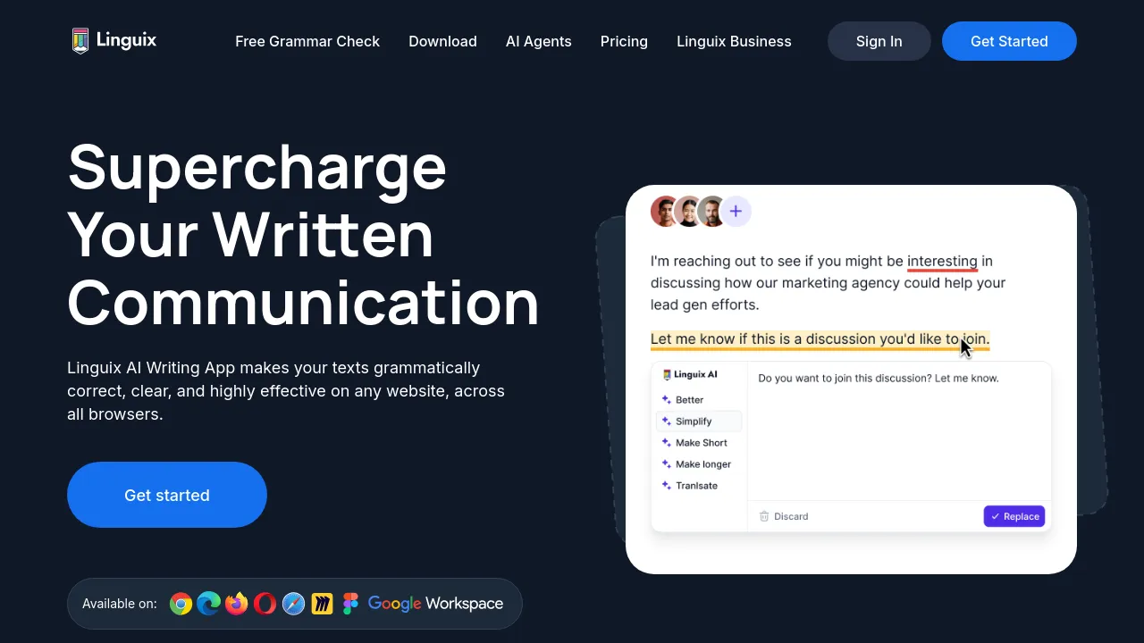 Screenshot of Linguix website