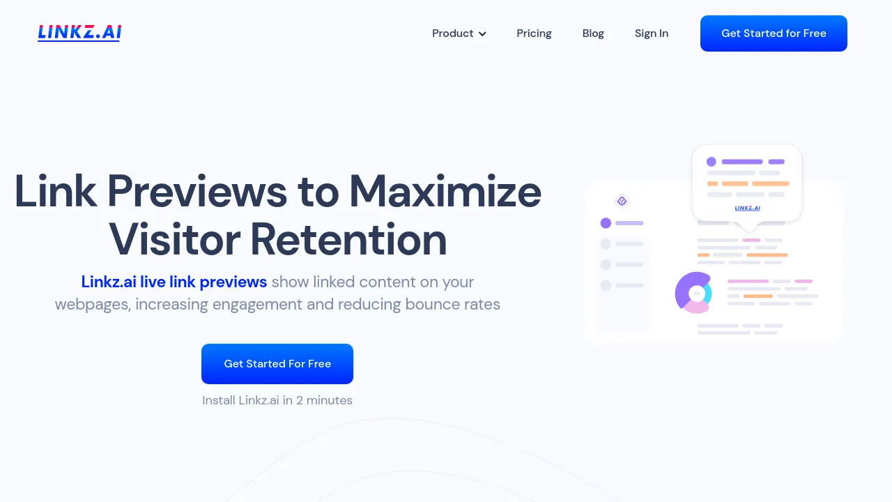 Screenshot of Linkz.ai website