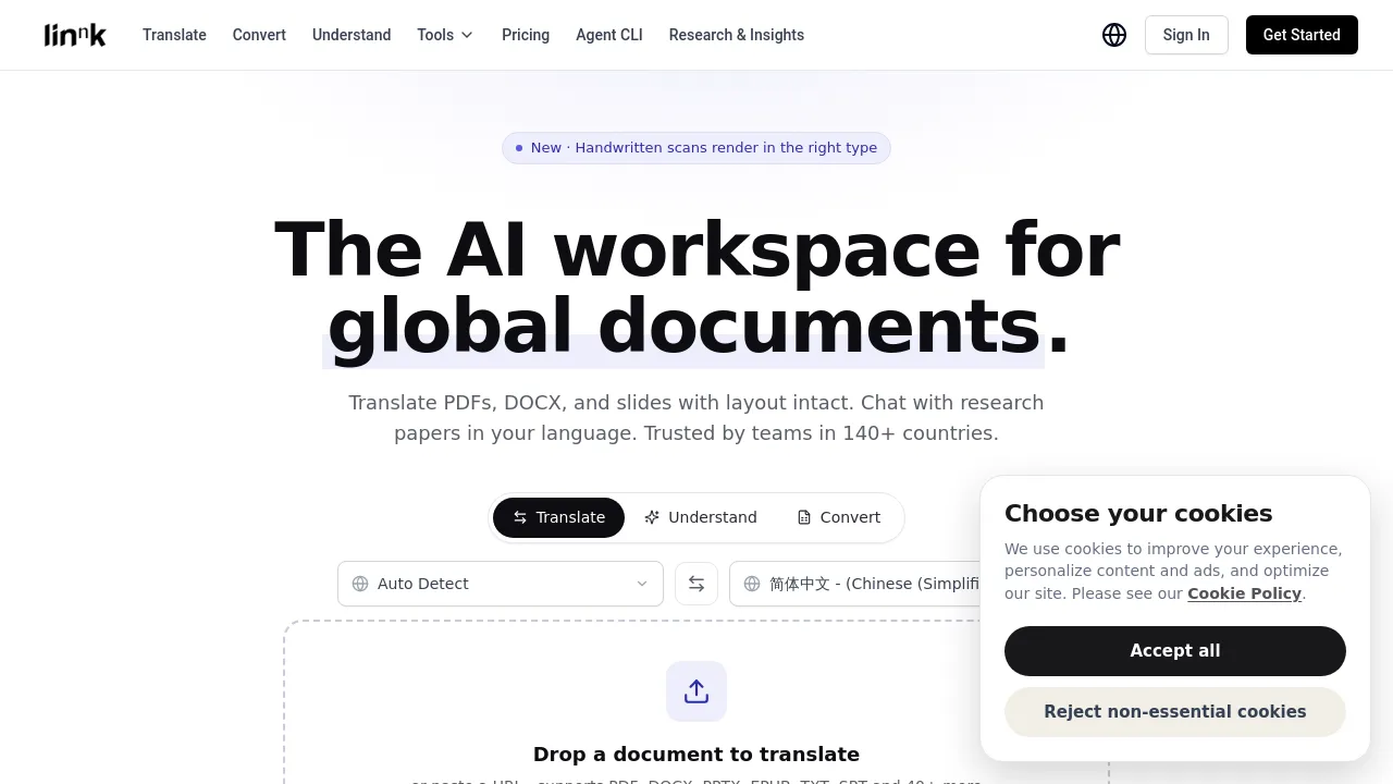 Screenshot of Linnk AI website