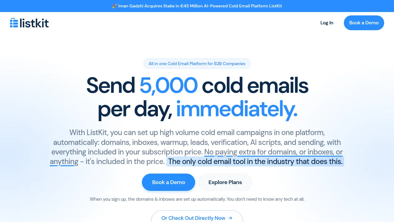 Screenshot of the ListKit website